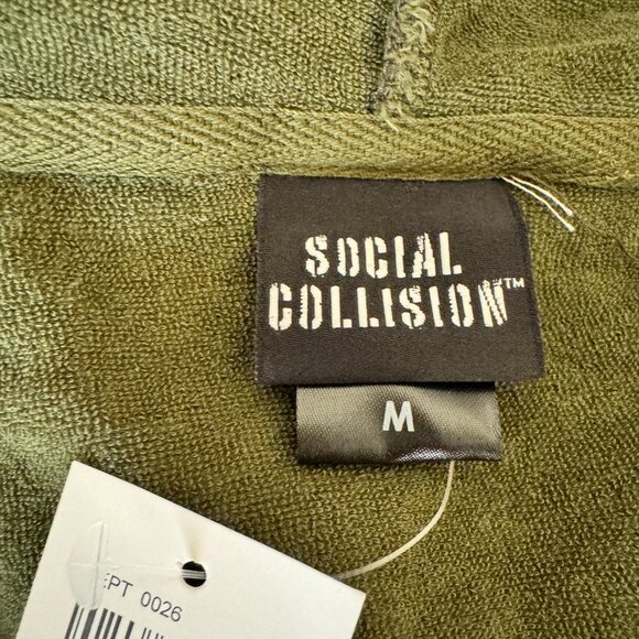 Social Collision Crop Hoodie Full Zip Green size M - Picture 4 of 6